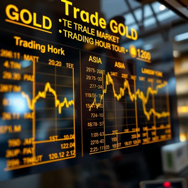 Chart showing the trading hours of global gold markets including London, New York, and Asia
