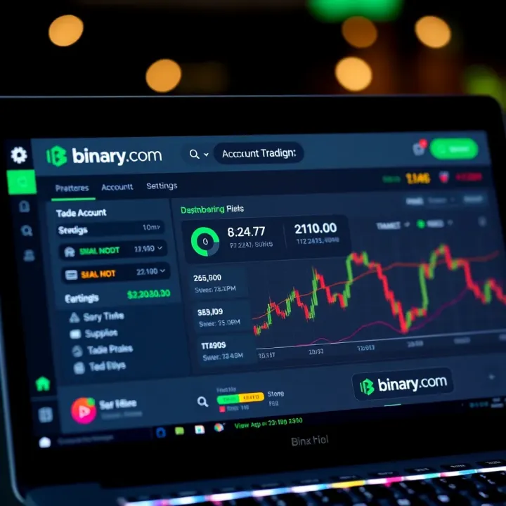 User dashboard showing account settings and security options for binary.com