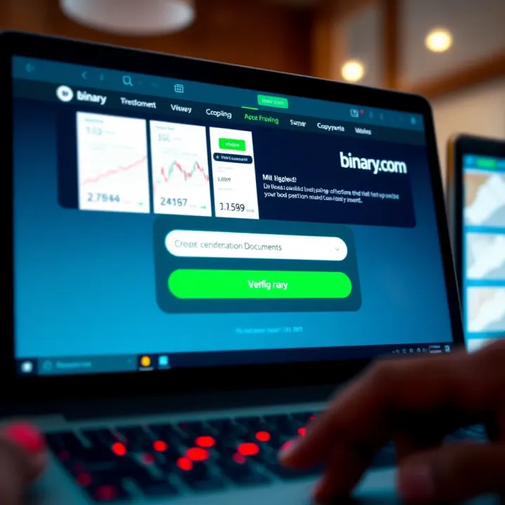 Verification screen on Binary.com requiring identification documents upload