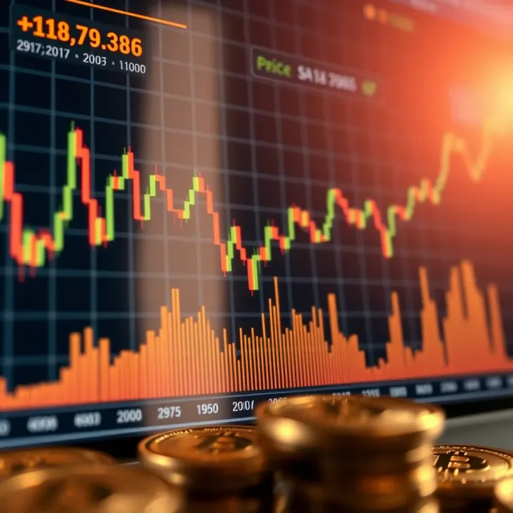 Graph showing Bitcoin price fluctuations influenced by market trends and trading volumes