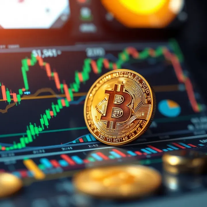 Illustration depicting technical and fundamental analysis tools used to predict Bitcoin price movements