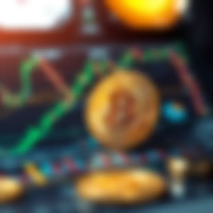 Illustration depicting technical and fundamental analysis tools used to predict Bitcoin price movements