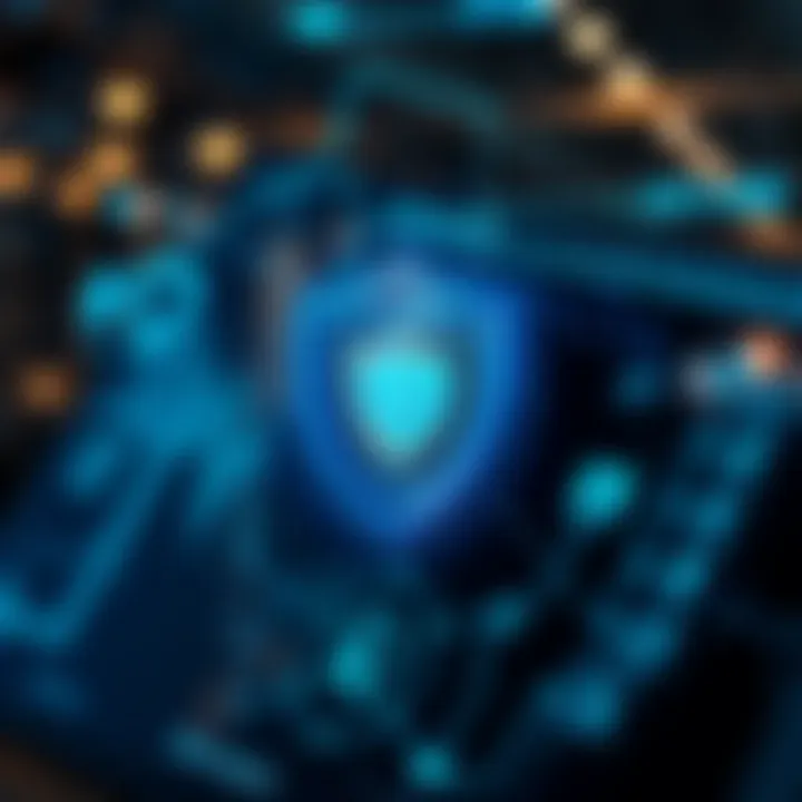 Conceptual illustration showing the strategic role of Blue Guardian in modern sectors with digital elements and shield symbol