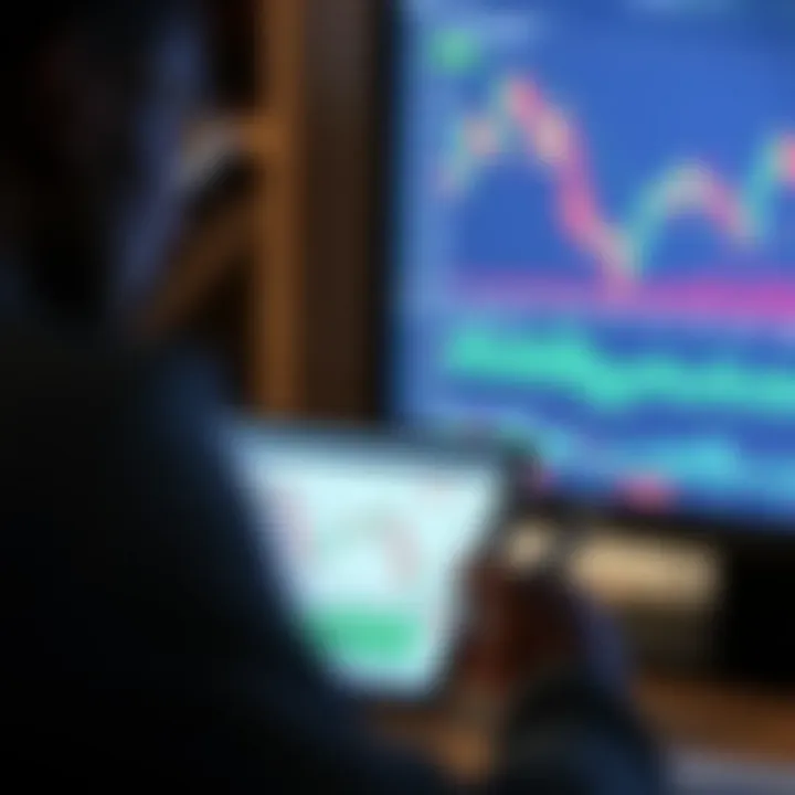 Illustration showing financial charts and data analysis on a digital device screen indicating copy trading activity