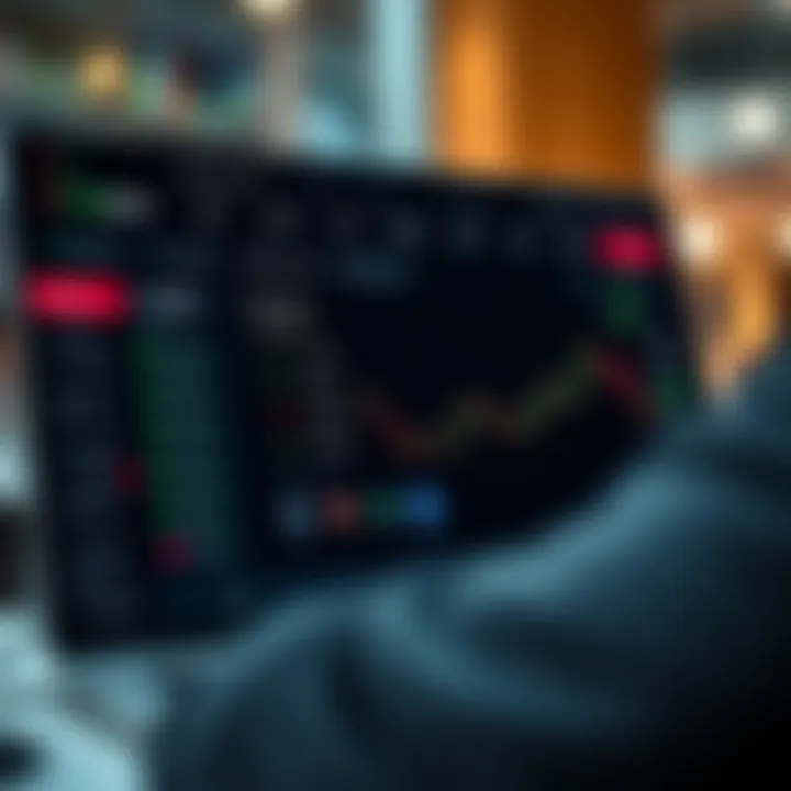 Illustration of a digital trading platform interface showing account options and currency details