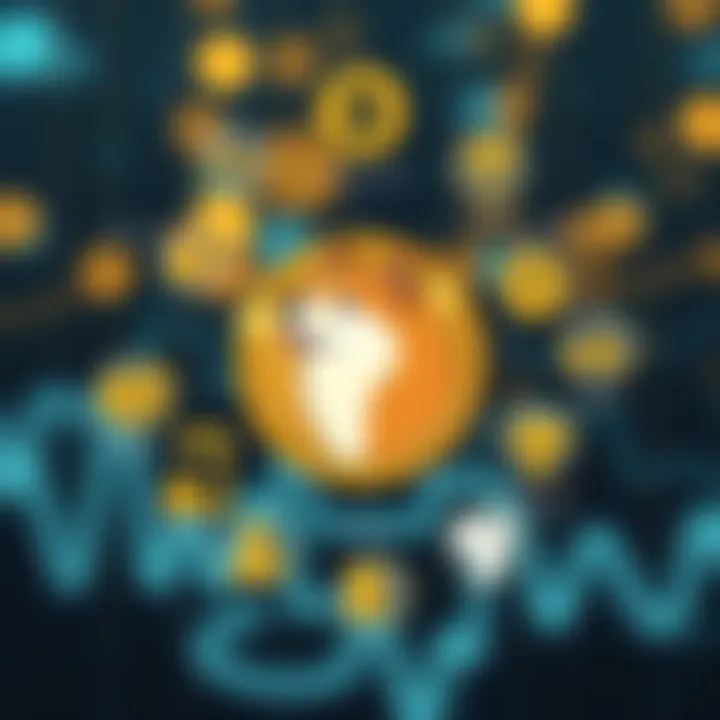 Illustration of factors influencing Dogecoin's value including market demand, investor sentiment, and global events
