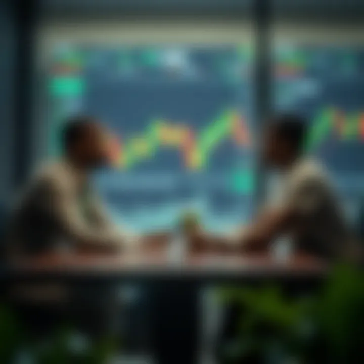Conceptual illustration of collaboration in forex trading