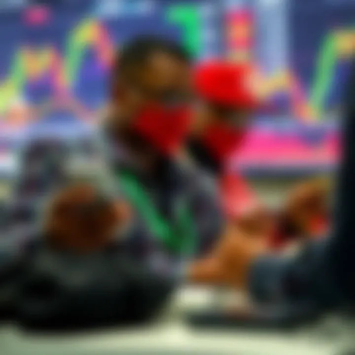 Graphic showing Nigerian traders accessing FBS bonuses on mobile devices with forex charts in the background