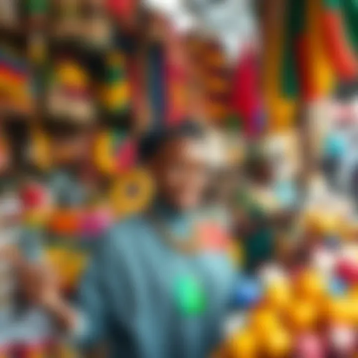 Blending Digital Trends with Traditional Markets in Nigerian Trade Colorful market stall showcasing variety of products with digital payment options visible