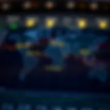 World map highlighting major forex trading centers and their respective time zones