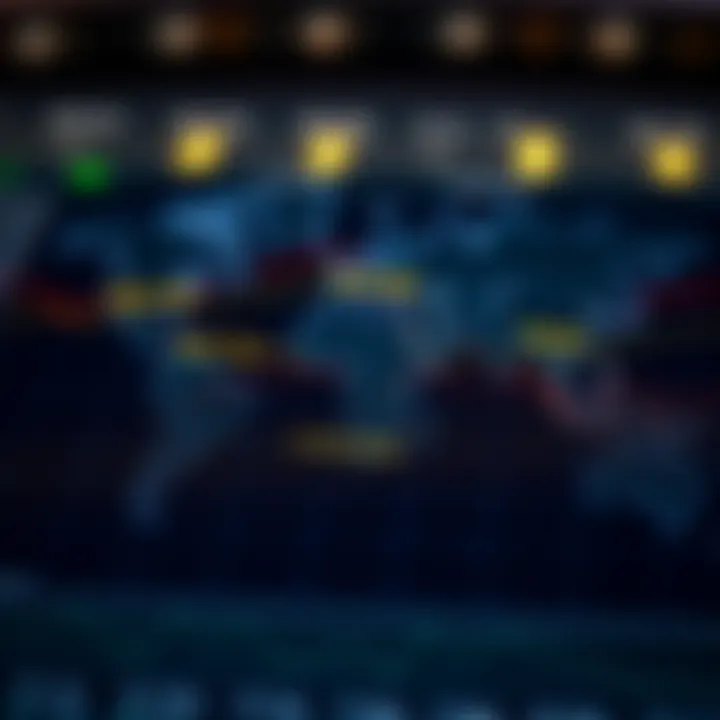 World map highlighting major forex trading centers and their respective time zones