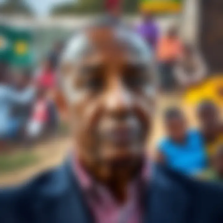 Portrait of Jabulani Ngcobo with a thoughtful expression, set against a backdrop reflecting his community involvement