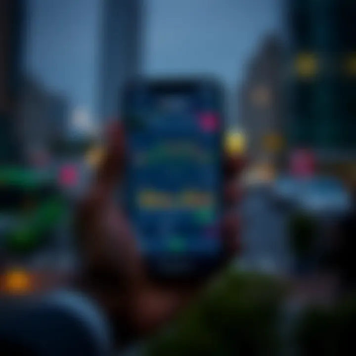 Hand holding a smartphone showing forex trading platform with Nigerian financial indicators