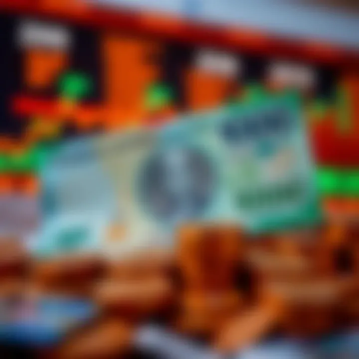 Illustration of Nigerian economy with currency symbols and economic indicators