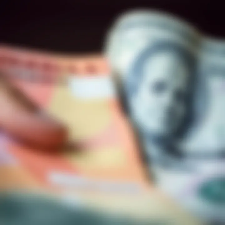 Close-up view of Nigerian naira banknotes and US dollar bills side by side