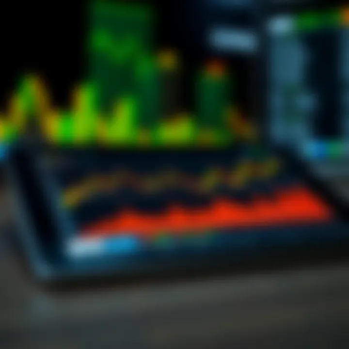 Digital currency charts displaying upward trends on a tablet screen