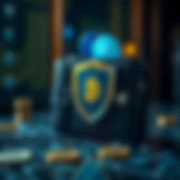 Illustration of a secure digital wallet with blockchain icons and shield representing safety in crypto transactions