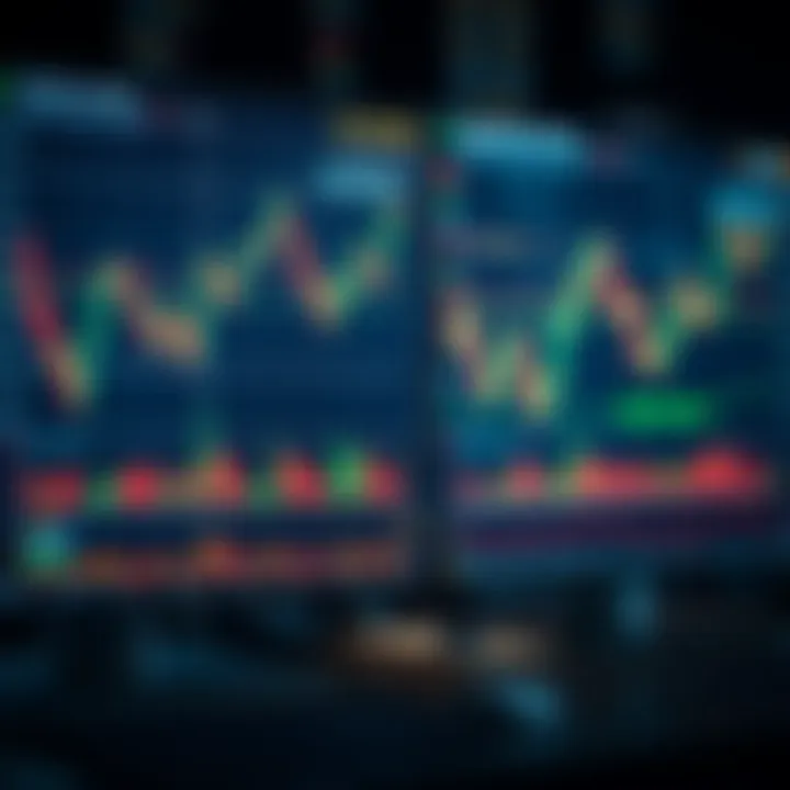 Digital interface showing automated trading algorithms analyzing stock charts