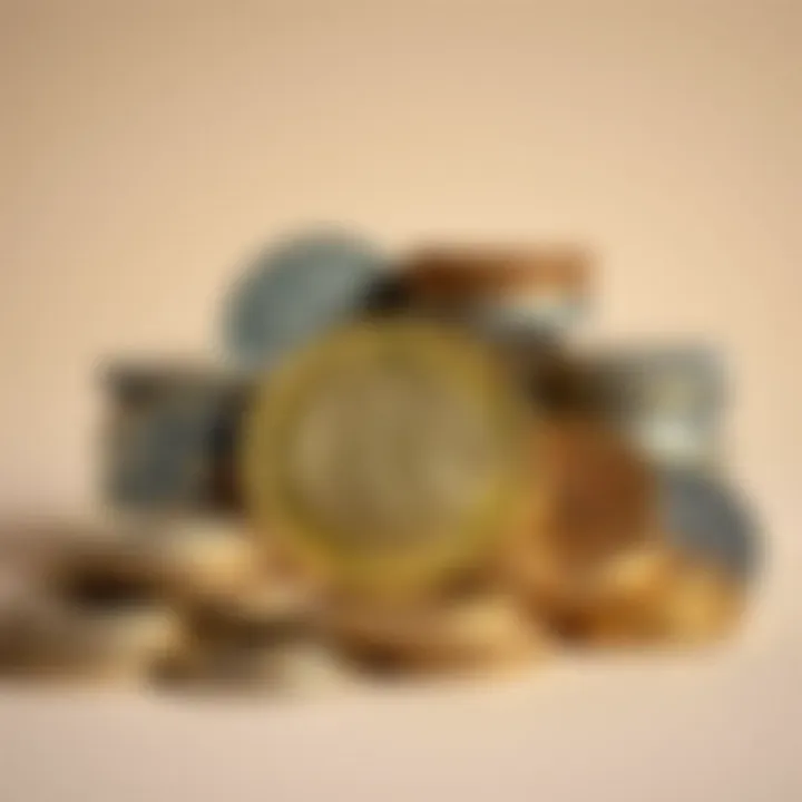 Assortment of Japanese Yen Coins Collection of Japanese yen coins arranged to highlight different sizes and metallic finishes against a neutral background