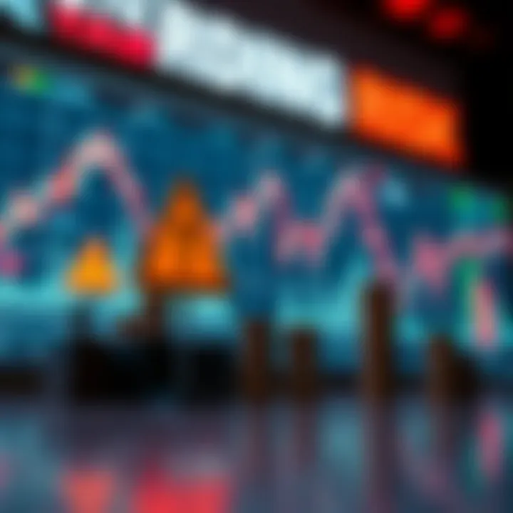 Conceptual illustration of investment risks with fluctuating market charts and warning icons