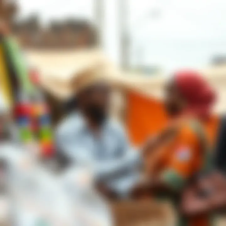Trader and customer exchanging goods with visible trust and friendly communication in a Nigerian marketplace