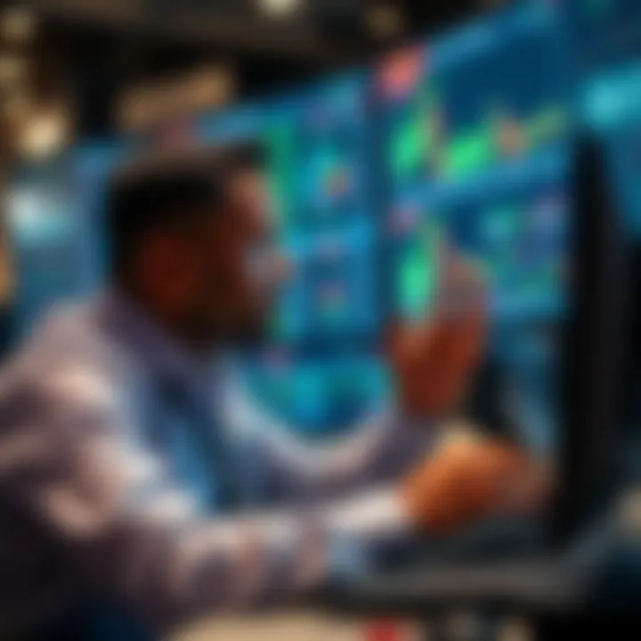 Analyzing Data Streams for Effective Trading Decisions Conceptual illustration of a trader analyzing multiple data streams for informed investment decisions