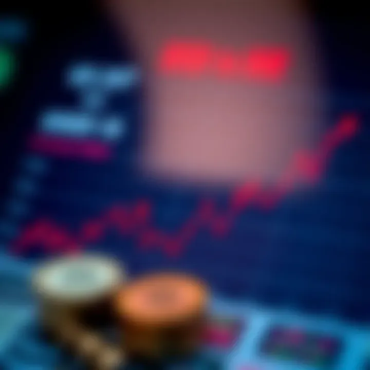 Graph depicting currency exchange rate fluctuations between the US dollar and Indian rupee over time