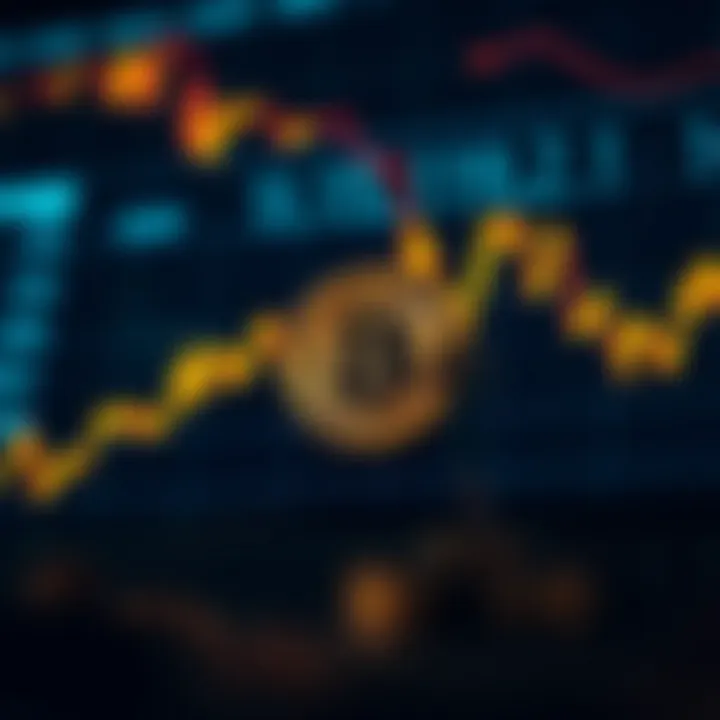 Graph showing fluctuating Bitcoin price trends with upward and downward movements