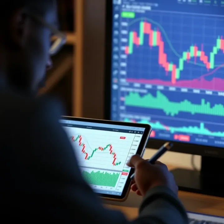 Illustration showing financial charts and data analysis on a digital device screen indicating copy trading activity