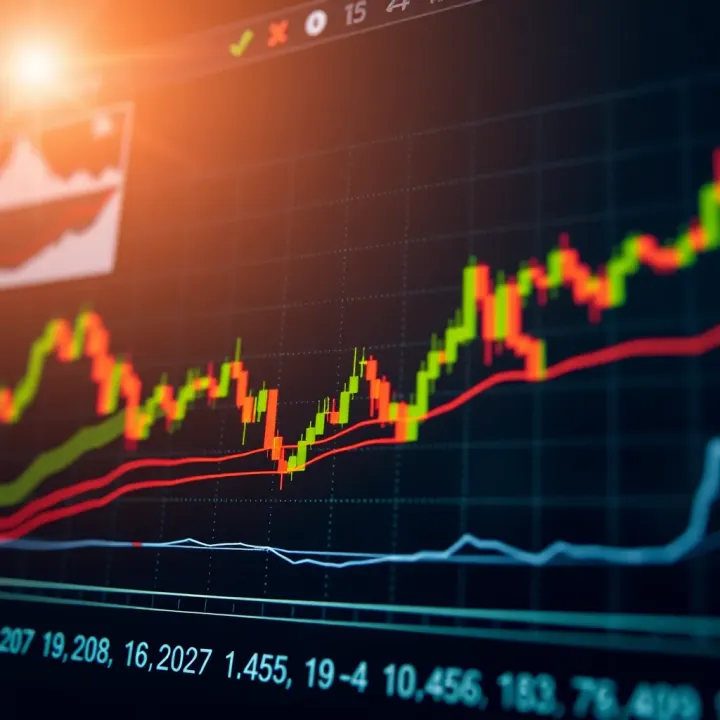 Line chart displaying common bullish and bearish trading patterns on financial market data