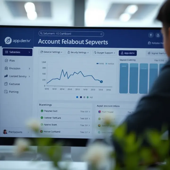 Dashboard overview highlighting account setup, security settings, and customer support options on app.deriv