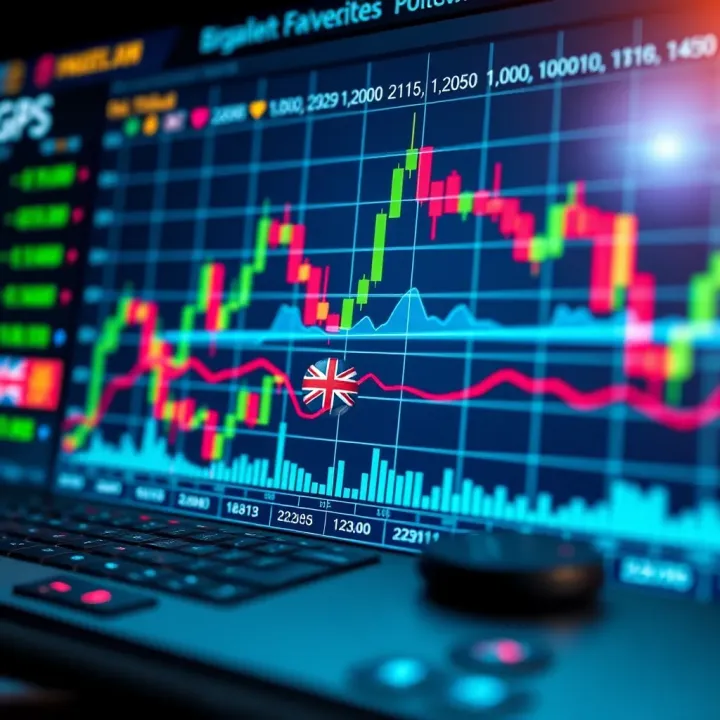 Financial chart depicting currency trading volumes and geopolitical impact on GBP and USD values