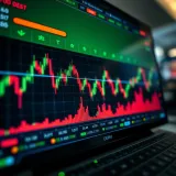 Graph showing upward and downward market trends on a digital trading platform