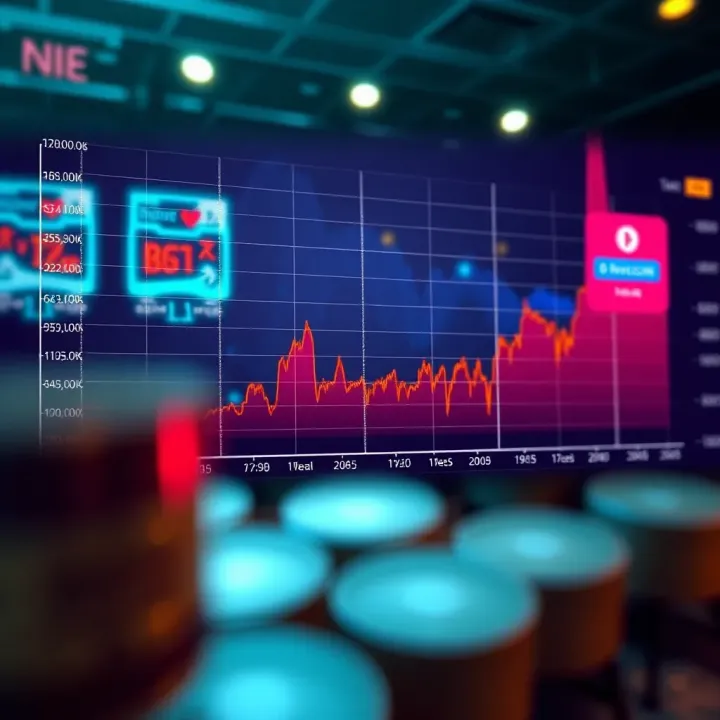 Graph depicting Dogecoin price fluctuations over time with highlighted trends
