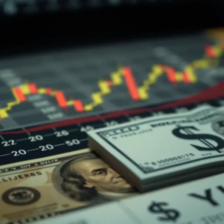Illustration of economic indicators such as interest rates and trade balances affecting the USD and JPY currencies