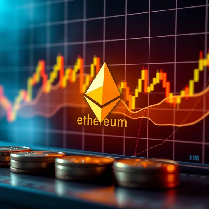 Graph showing Ethereum price trends with technical indicators and market data
