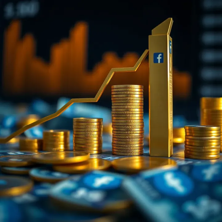 A graphical representation of investment growth with Nigerian naira currency symbols and Facebook logo