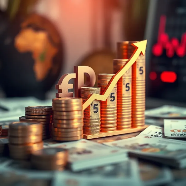 Digital representation of financial growth with Nigerian currency symbols and upward trending graphs