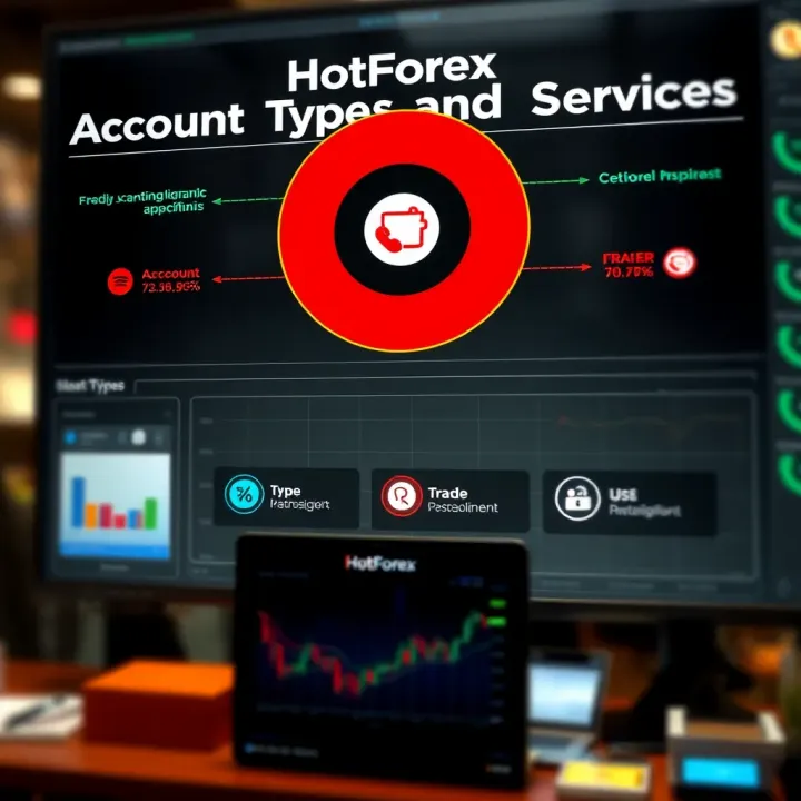 Diagram illustrating HotForex account types, trading instruments, and customer support