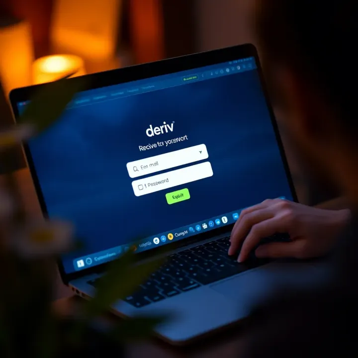 User entering email and password on Deriv login screen on a laptop