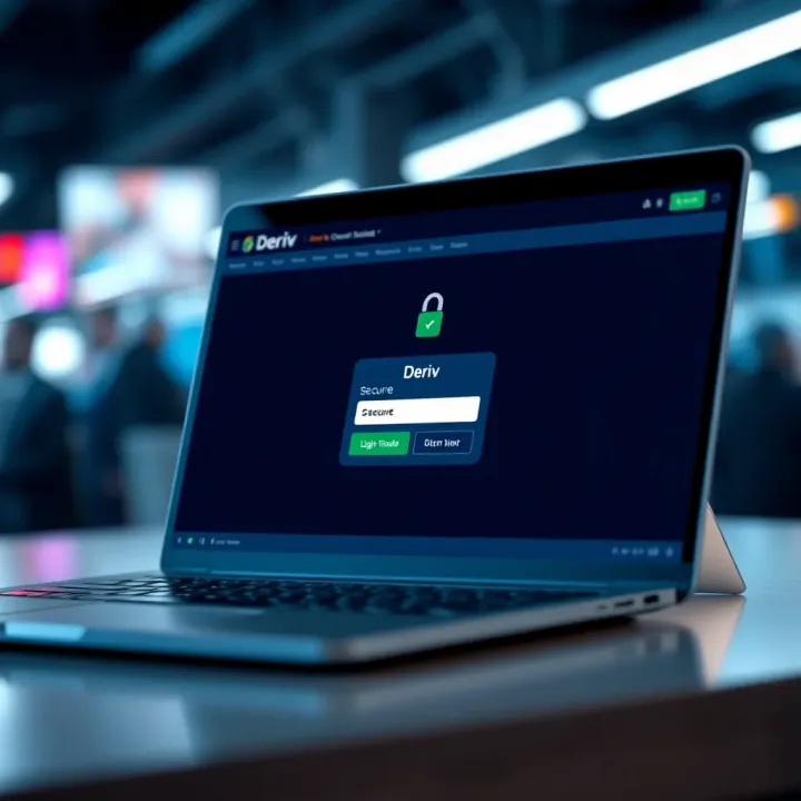 Secure login screen for Deriv trading account on a laptop
