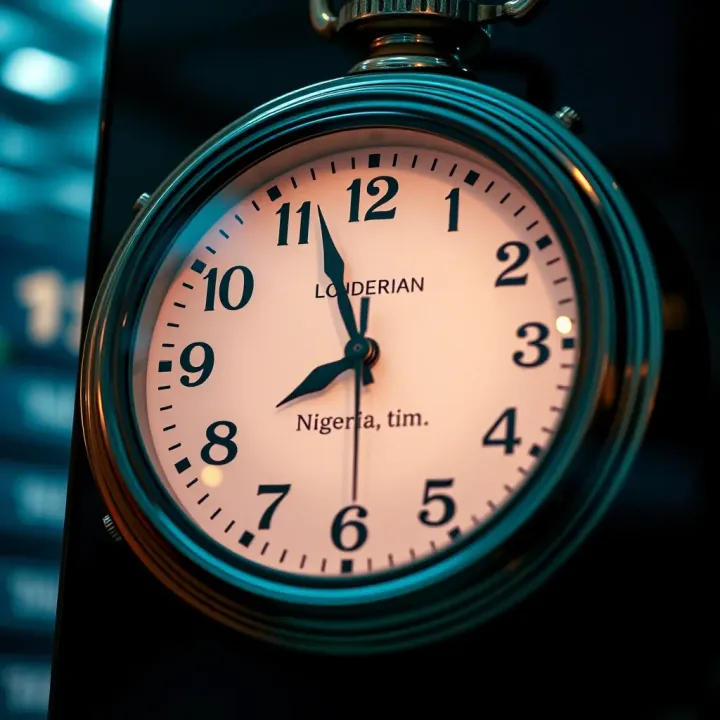 Clock displaying London trading hours adapted to Nigerian time