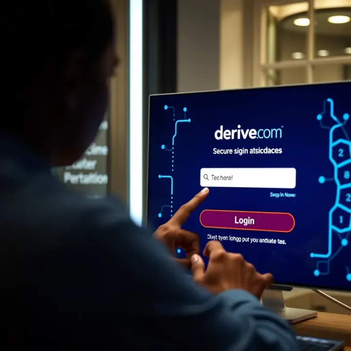 User entering credentials on a secure login interface of Derive.com