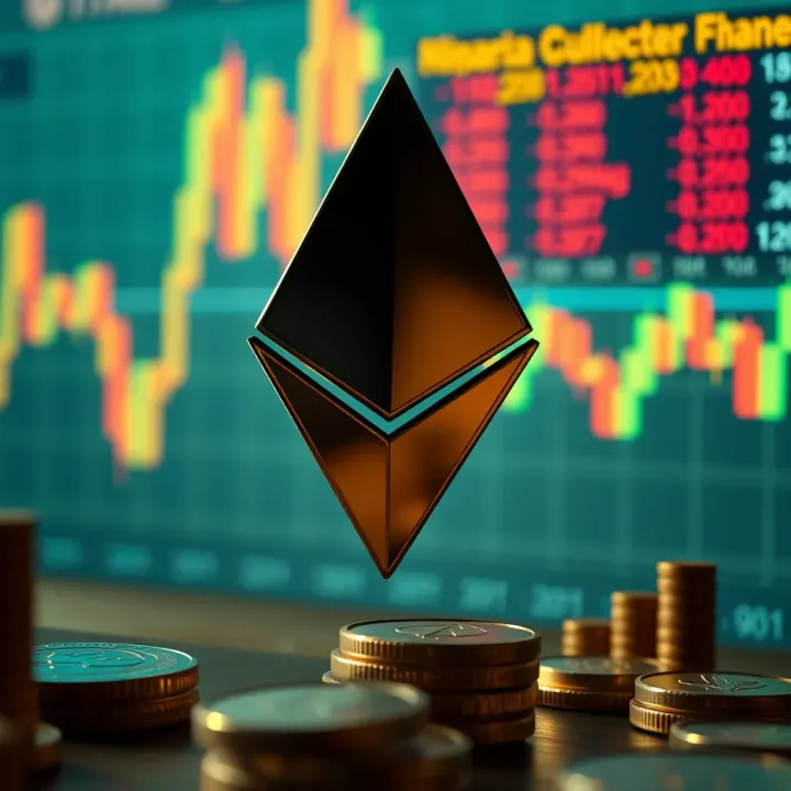 Illustration of Nigerian crypto market showing Ethereum coin and regulatory symbols
