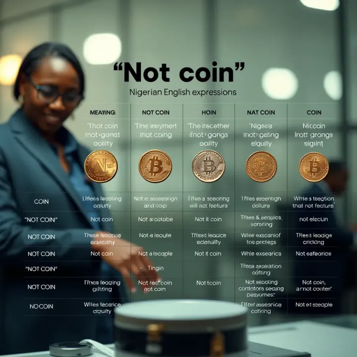 Visual comparison chart depicting 'not coin' alongside similar Nigerian English expressions with their meanings and contexts