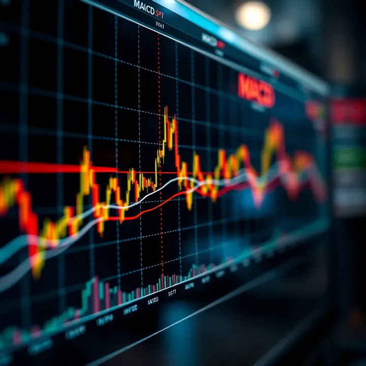 Chart displaying Moving Average Convergence Divergence lines indicating trend strength and momentum