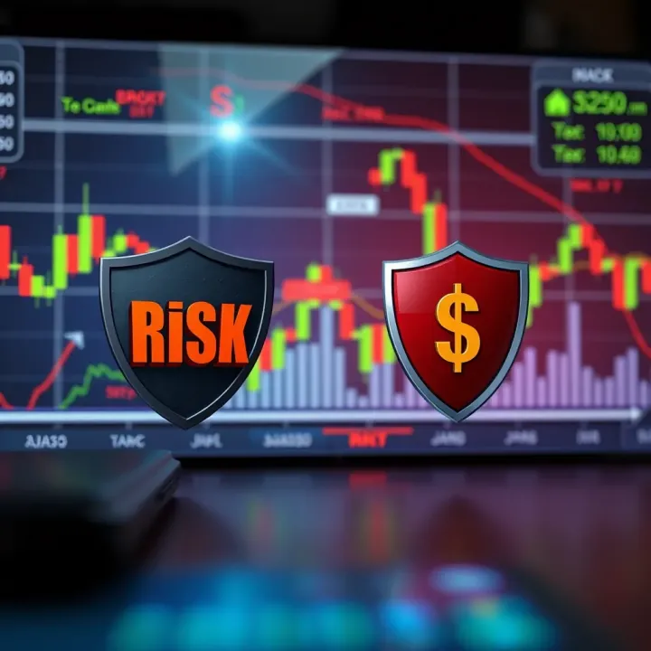 Visual representation of risk management concepts with financial charts and protective shields
