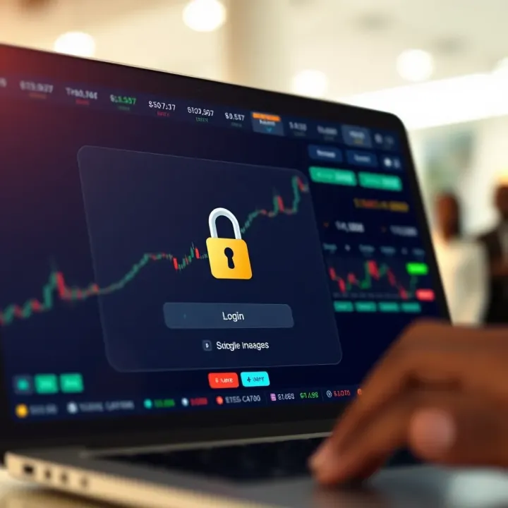 Secure login interface of a trading platform emphasizing regulatory compliance and data protection