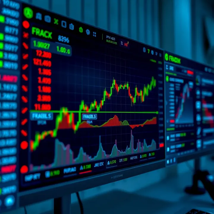 Digital trading platform dashboard showing forex currency pairs and trading options