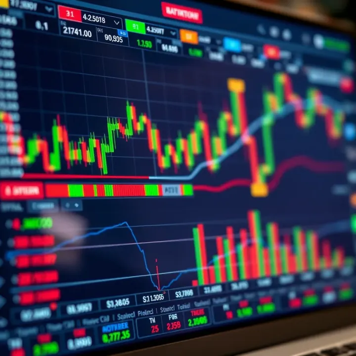 Detailed financial charts displaying various technical indicators and data patterns on a trading platform interface